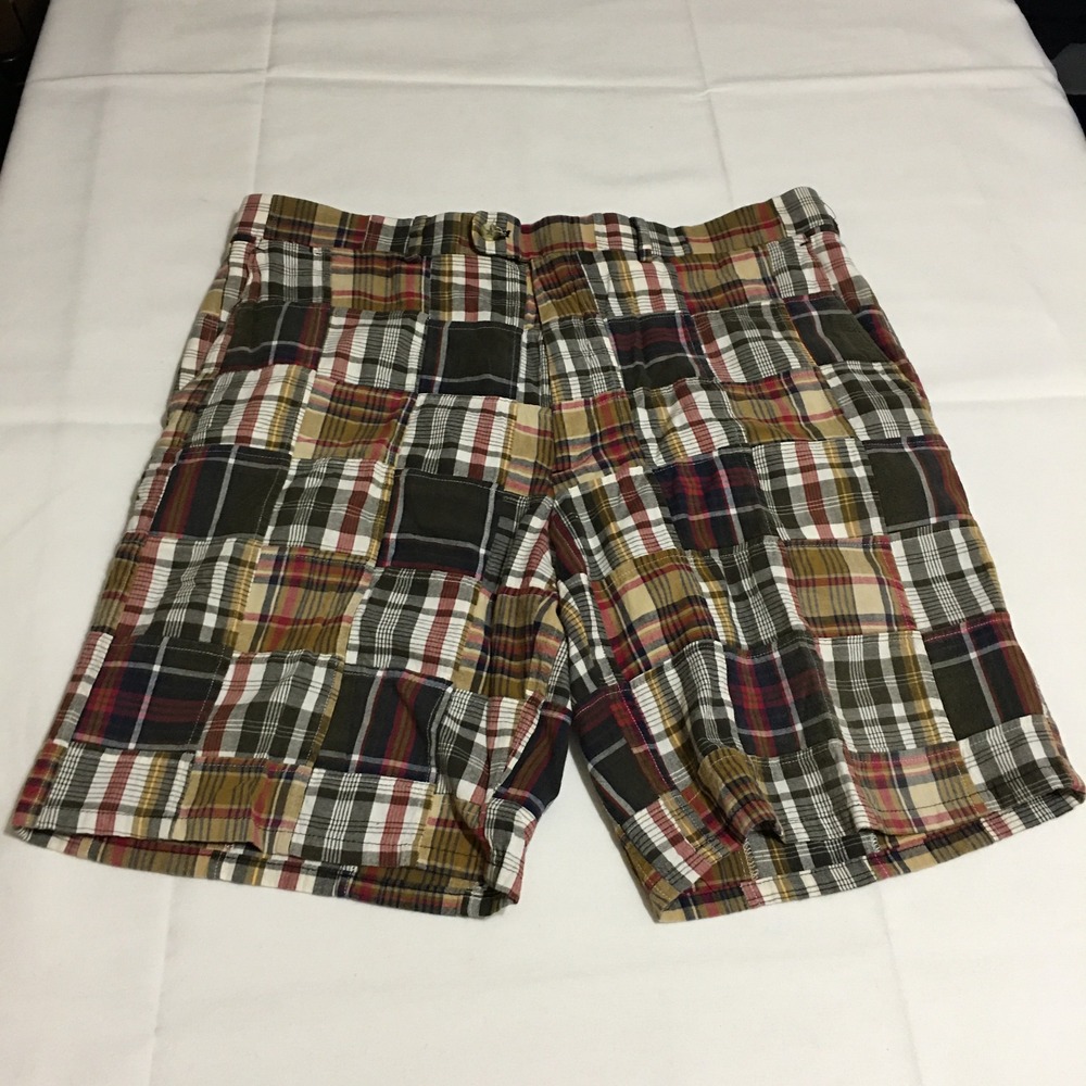 Peter Millar Patchwork Shorts Mens 38 Multicolor Plaid Cotton Casual Preppy